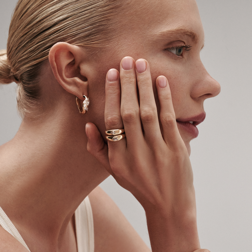 LINDELLI_Melt_Earrings_Marmont_Dome_Rings_Yellow_Gold_White_Gold