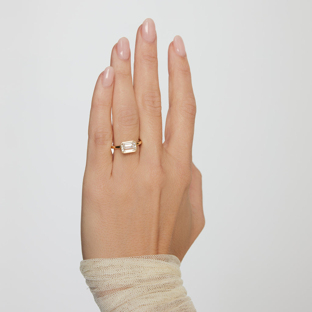 Lindelli_Cadre_Emerlad_East_West_Ring_Hand_Yellow_Gold_White_Gold